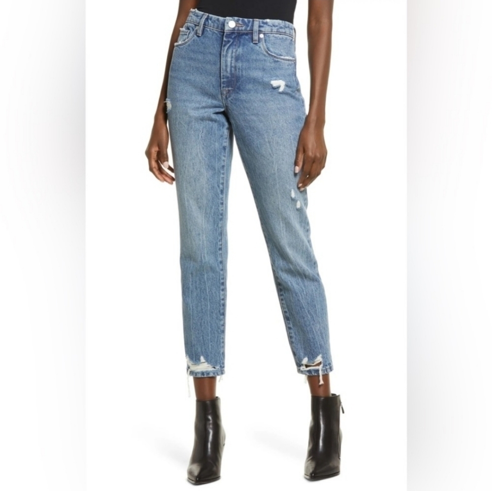 Blank NYC Madison Crop Jeans 25 NWT High Rise Straight Leg Distressed Raw Hem 90
